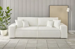 OTTO home 3-Sitzer "FINNLEY, Schlafsofa 257 cm - OTTO. Verlässliche Qualität." mit Bettkasten, in Bouclé, Struktur fein und Mega Cord