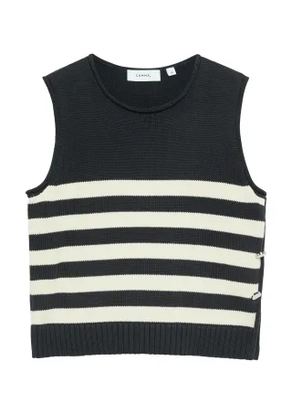 comma - Strickpullunder blau|creme - Gr. - 36