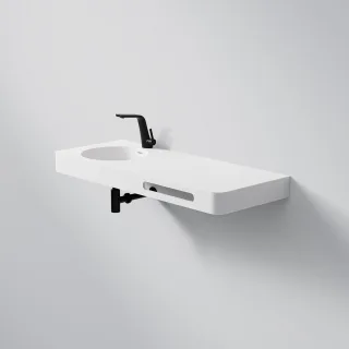 Steinberg Serie 449 Waschtisch Wandwaschtisch aus Mineo Stone, matt white, 449 7125 W 449 7125 W
