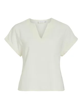 VILA - VIMARLEE V-NECK S/S TOP/PR/TES birch - Gr. - 36