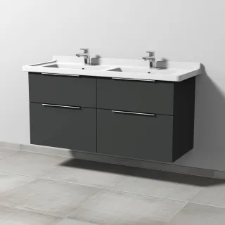Sanipa 3way Waschtischunterbau zu Duravit Starck 3 Waschtisch mit 4 Auszügen, Graphit-Matt UP7131B