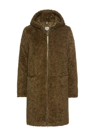 camel active - Teddy Mantel mit Kapuze dark khaki - Gr. - 42