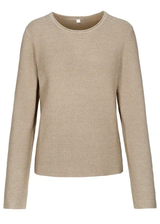 CLARINA - NOS Rdh.-Pullover, 1/1 Arm 202 sand mel. - Gr. - 40