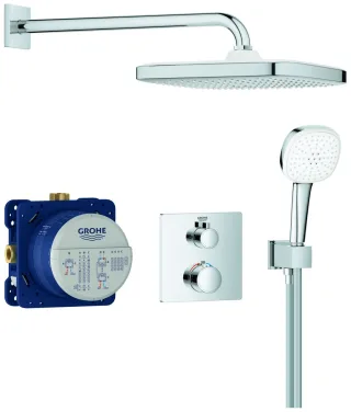 GROHE Unterputz-Duschsystem Grohtherm 34871 mit FMS eck./SmartBox/Kopfb./Brauseset chrom, 34871000 34871000