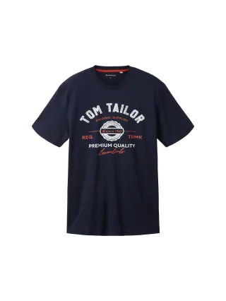 Tom Tailor - T-Shirt mit Logo-Print sky captain blue - Gr. - XL