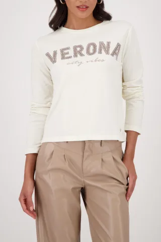 monari - Sweatshirt mit Strasssteinen cashmere - Gr. - 38
