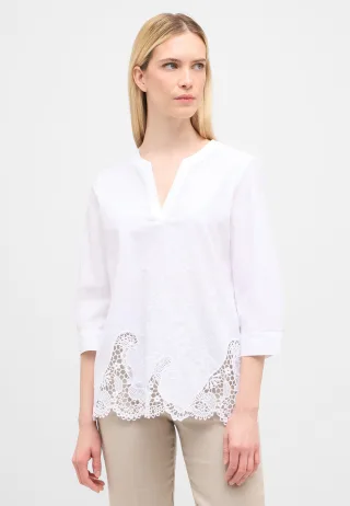 ETERNA - Bluse Lochstickerei 3/4-Arm weiß - Gr. - 36/Dreiviertelarm