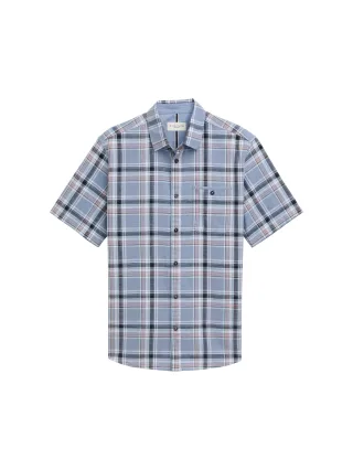 Tom Tailor - Regular Fit Kurzarmhemd mit Karomuster blue multicol check - Gr. - XL