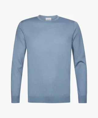 Profuomo - Blauer Merino Rundhalsausschnitt blau - Gr. - XL
