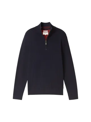 Tom Tailor - Strukturierter Strick Troyer knitted navy melange - Gr. - XXXL