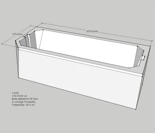 Neuesbad Wannenträger für Bette Profi-Form (s) 170x70 Kopfende re/Fußende li SW13570