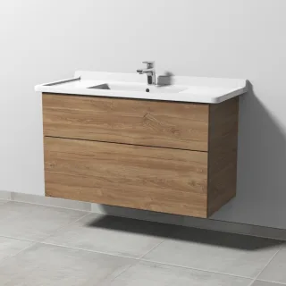 Sanipa 3way Waschtischunterbau zu Duravit Starck 3 Waschtisch mit 2 Auszügen, Eiche-Kansas SM71259