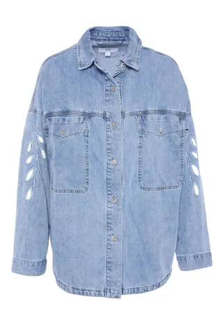 bsb - Jeansbluse blau - Gr. - S