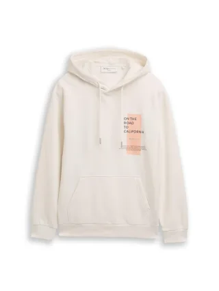 Denim Tom Tailor - Hoodie Sweatshirt mit Print wool white - Gr. - XL