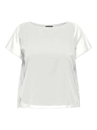 ONLY CARMAKOMA - CARCOKO S/S O-NECK TOP WVN Cloud Dancer - Gr. - 54