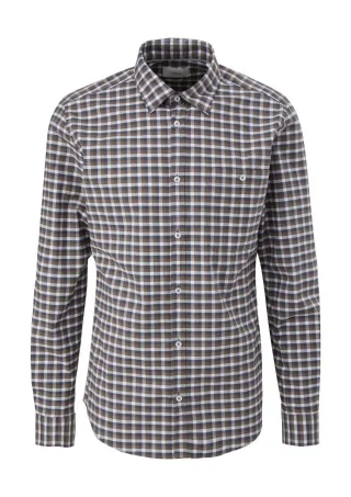 s.Oliver Red Label - Karohemd aus Baumwollstretch braun - Gr. - S