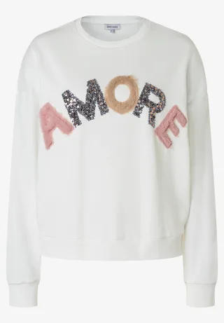 MORE & MORE - Sweatshirt mit AMORE - Schriftzug weiß - Gr. - 38