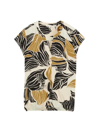 Tom Tailor - Bluse mit Muster neutral cut leaves design - Gr. - 40