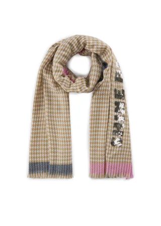 Warmer Schal mit gewebtem Karomuster und Schriftzug grau - Gr. - one size