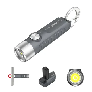 TUNENG S11-T 500LM LED Keychain Flashlight 6500K Rechargeable Magnetic Portable Mini Torch USB-C Charging IP66 Waterproo