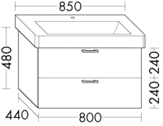 Burgbad Waschtischunterschrank Sys30 PG2 Echo 480x800x440 Eiche Dekor Urban, WURK080F5329 WURK080F5329