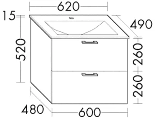 Burgbad Glas Waschtisch-Set Sys30 PG4 Sana Grau Ultramatt/Weiß, SFGT062F5770A0070 SFGT062F5770A0070