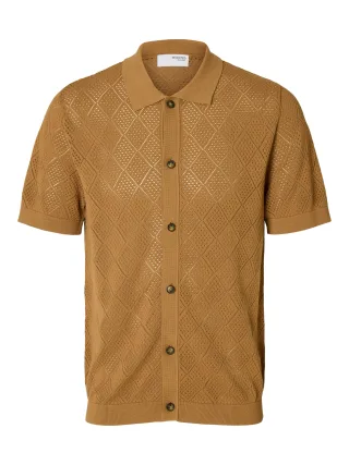 SELECTED MEN - SLHARCO SS KNIT STRUCTURE POLO CARDIGAN - Gr. - XL