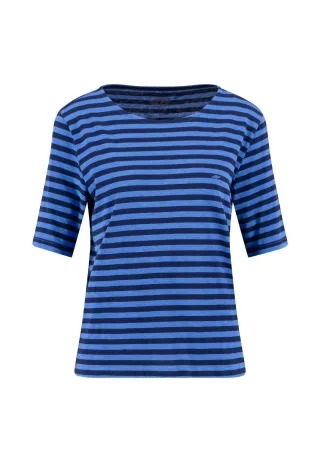 FYNCH-HATTON - T-SHIRT STRIPE SLUB STRUCTURE azur blue - Gr. - XXL