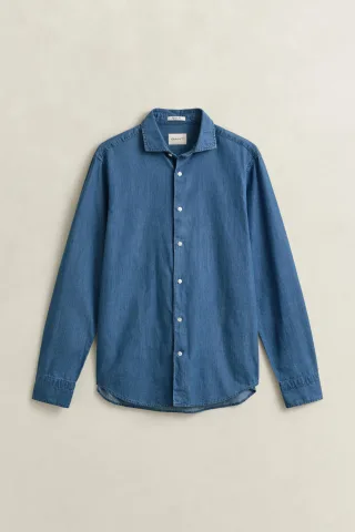 GANT - Indigo Twill-Hemd semi light blue - Gr. - L
