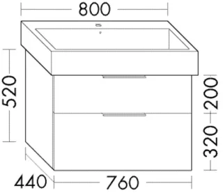Burgbad Waschtischunterschrank Sys30 PG4 Sana 520x760x450 Dunkelgrau Hochglanz, WVYO076F3365 WVYO076F3365