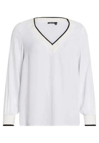 Marc Aurel - Bluse aus edlem Satin off white varied - Gr. - 36
