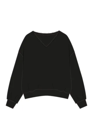 Smith&Soul - Oversize Sweatshirt Open Edges Vn black - Gr. - M