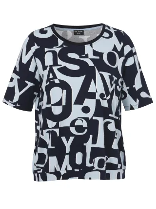 VIA APPIA DUE - T-Shirt Rundhals 1/2 Arm Druck eisblau multicolor - Gr. - 44