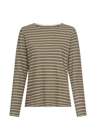 camel active - Langarm-T-Shirt aus Bio-Baumwolle shadow khaki stripes - Gr. - M