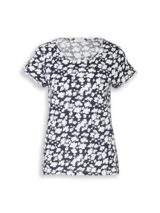 Tom Tailor - T-Shirt aus Baumwolle blue ginkgo minimal - Gr. - L