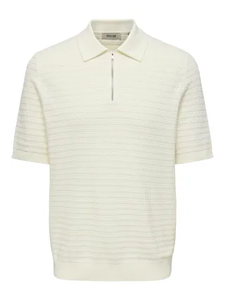 ONLY&SONS - ONSMENU REG SS STRUCTURE POLO KNIT Egret - Gr. - L
