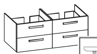 Artiqua 414 Waschtischunterschrank für Subway 2.0 7175D1 Stahlgrau, 414-WU4L-V76-7142-88 414-WU4L-V76-7142-88
