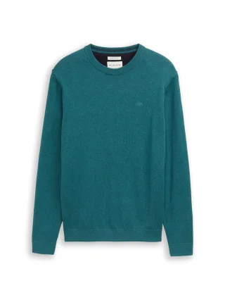 Tom Tailor - Basic Strickpullover aus Baumwolle classic petrol melangee - Gr. - XXL