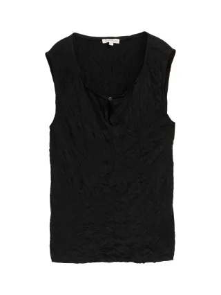 Tom Tailor - Crinkle Top mit Schlitz-Detail deep black - Gr. - S