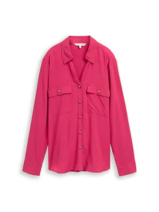 Tom Tailor - Hemdbluse mit Brusttaschen cherry granita - Gr. - 40