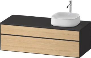 Duravit Zencha Konsolenwaschtischunterbau wandhängend Natur Eiche & Graphit Matt & Supermatt 1300x55 ZE4822R30800000