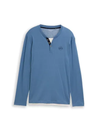 Tom Tailor - Longsleeve Serafino faded uniform blue - Gr. - XL
