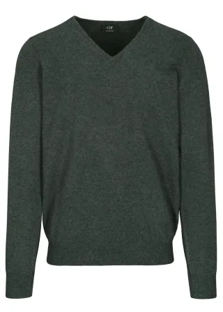 COMMANDER Finest Clothing - V-Pullover Basic, uni dark khaki mel. - Gr. - XL