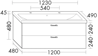 Burgbad Keramik Waschtisch-Set Sys30 PG4 Sana Grau Ultramatt/Alpinweiss, SFAZ123F5770C0001 SFAZ123F5770C0001