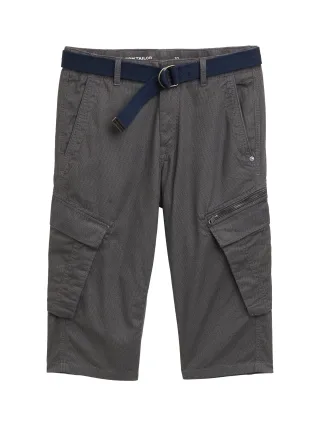 Tom Tailor - TTMAX Overknee Cargo Shorts mit Gürtel grey mesh print - Gr. - 34