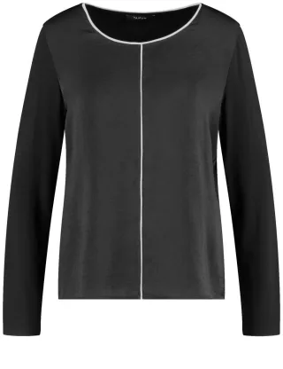 TAIFUN - Blusenshirt mit Kontrastleisten schwarz - Gr. - 36