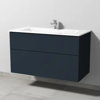 Sanipa 3way Glas-Set Glas-Waschtisch und Unterbau mit 2 Auszügen, Marine-Matt SP2041R