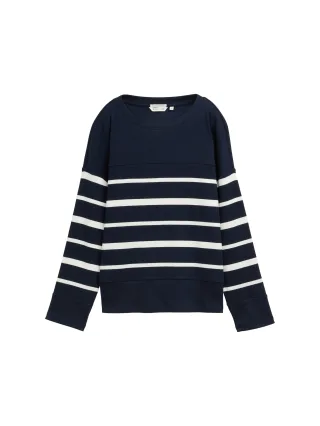 Tom Tailor - Ripp Langarmshirt mit Streifenmuster blue offwhite irregular stripe - Gr. - XL