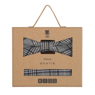 prince bowtie - Kids Set Fliege+Tuch Karo m-braun