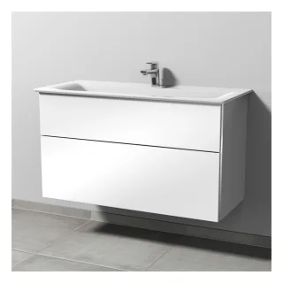 Sanipa 3way Waschtischunterbau zu Ideal Standard Connect Air Waschtisch mit 2 Auszügen, Weiß-Soft BR64343